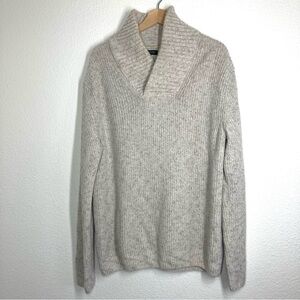 Banana Republic Mens Wool Sweater Italian Yarn Small oversize Cream Shawl Collar